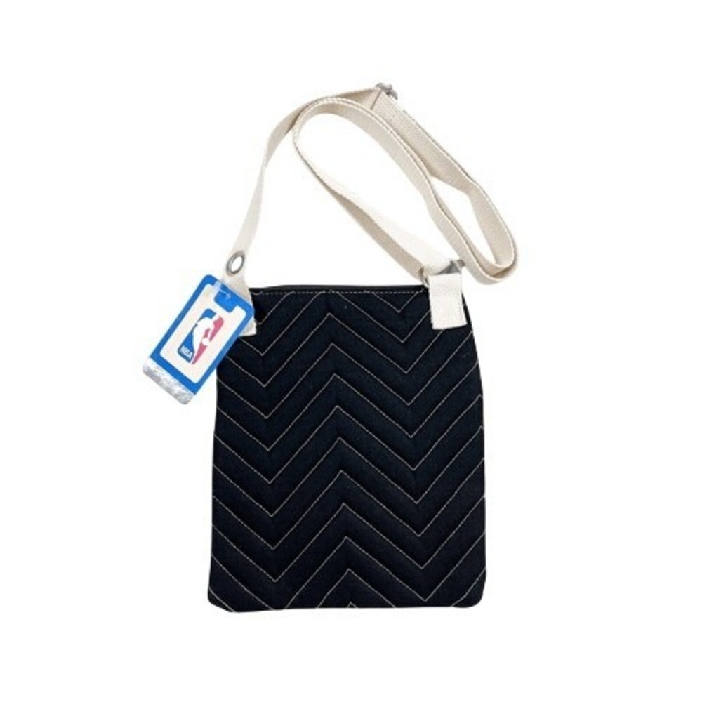NBA Brooklyn Nets Basketball Black Chevron Quilted Crossbody Bag Purse NEW - Picture 2 of 6